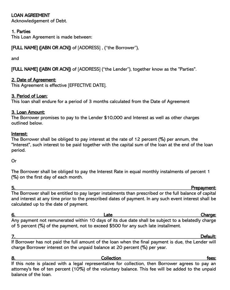 Detailed Loan Agreement Example
