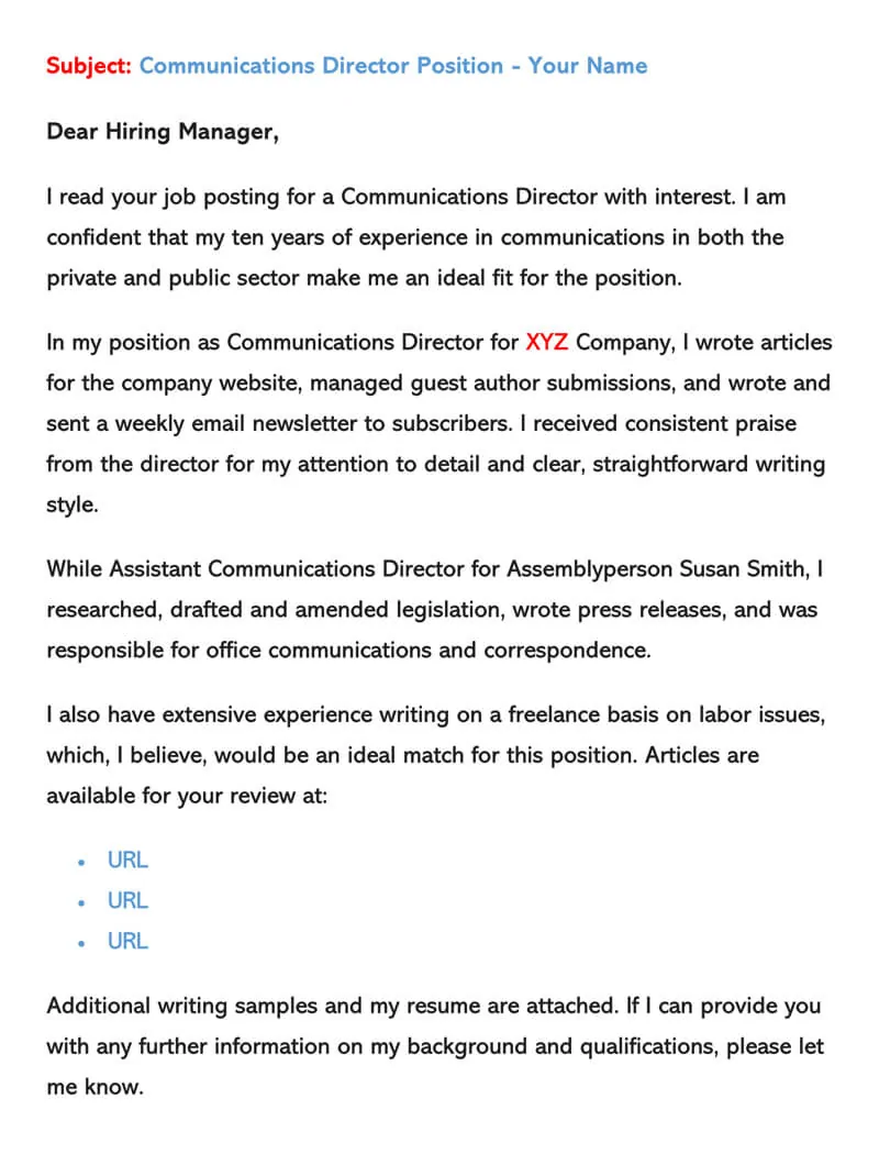 23 Email Cover Letter Samples [How to Write] with Examples