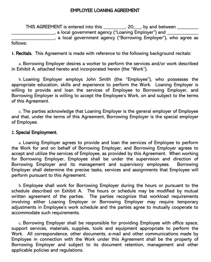 Free Personal Loan Agreement Templates (Word  PDF) Within credit terms agreement template