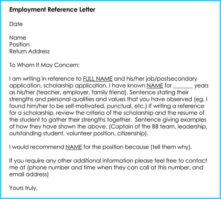 Job Letter Of Reference Template