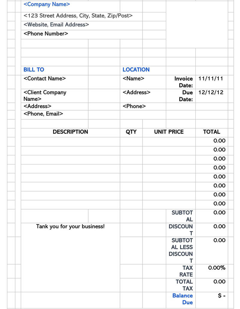 Example Contractor Receipt Template - Free Download