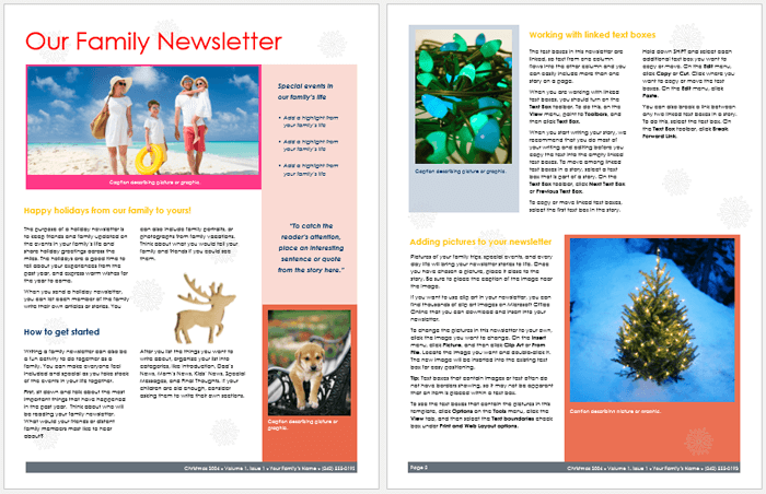 Family Newsletter Layout Template