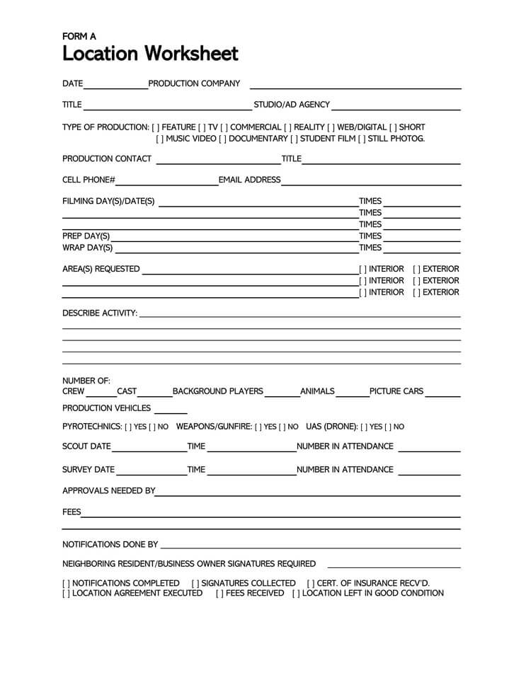 Free Film Location Release Form 01