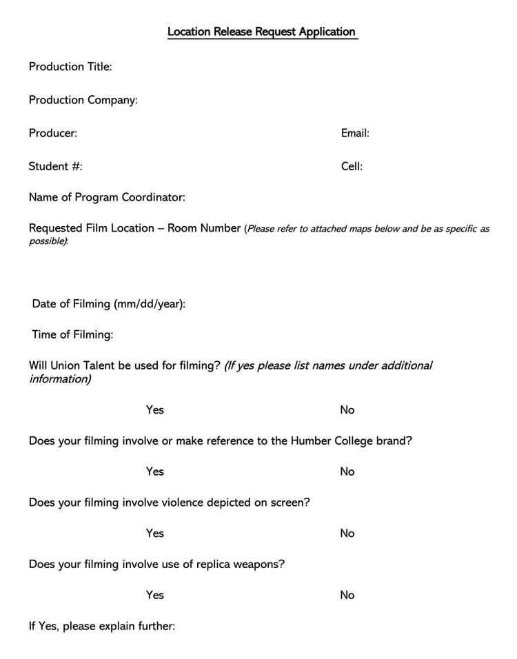 Free Film Location Release Form 22