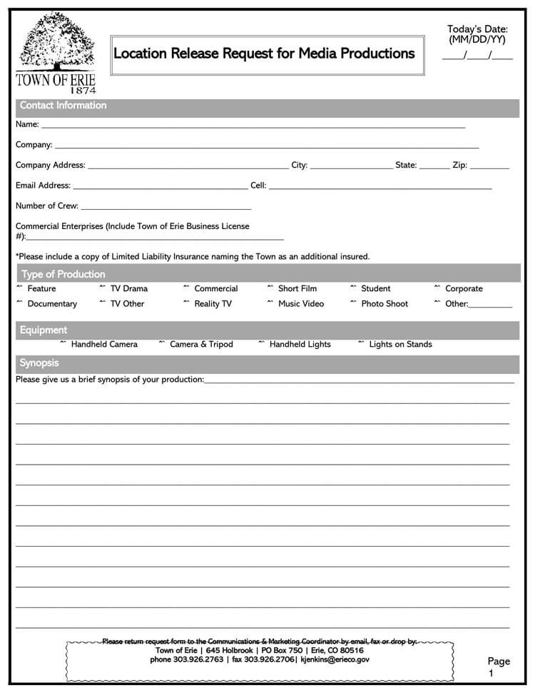 Film Location Release Form 25