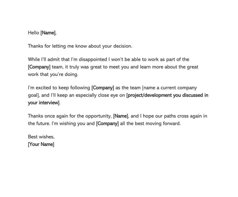 Follow-up Letter After Job Rejection Template