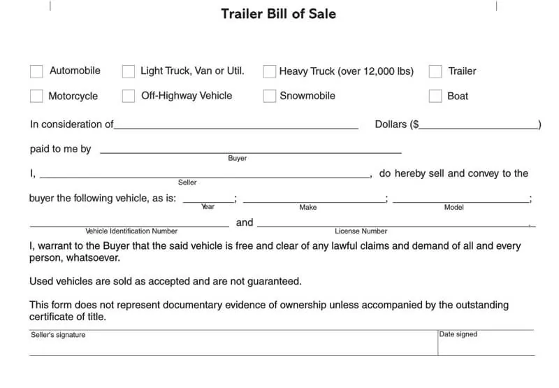 free trailer bill of sale forms how to use word pdf