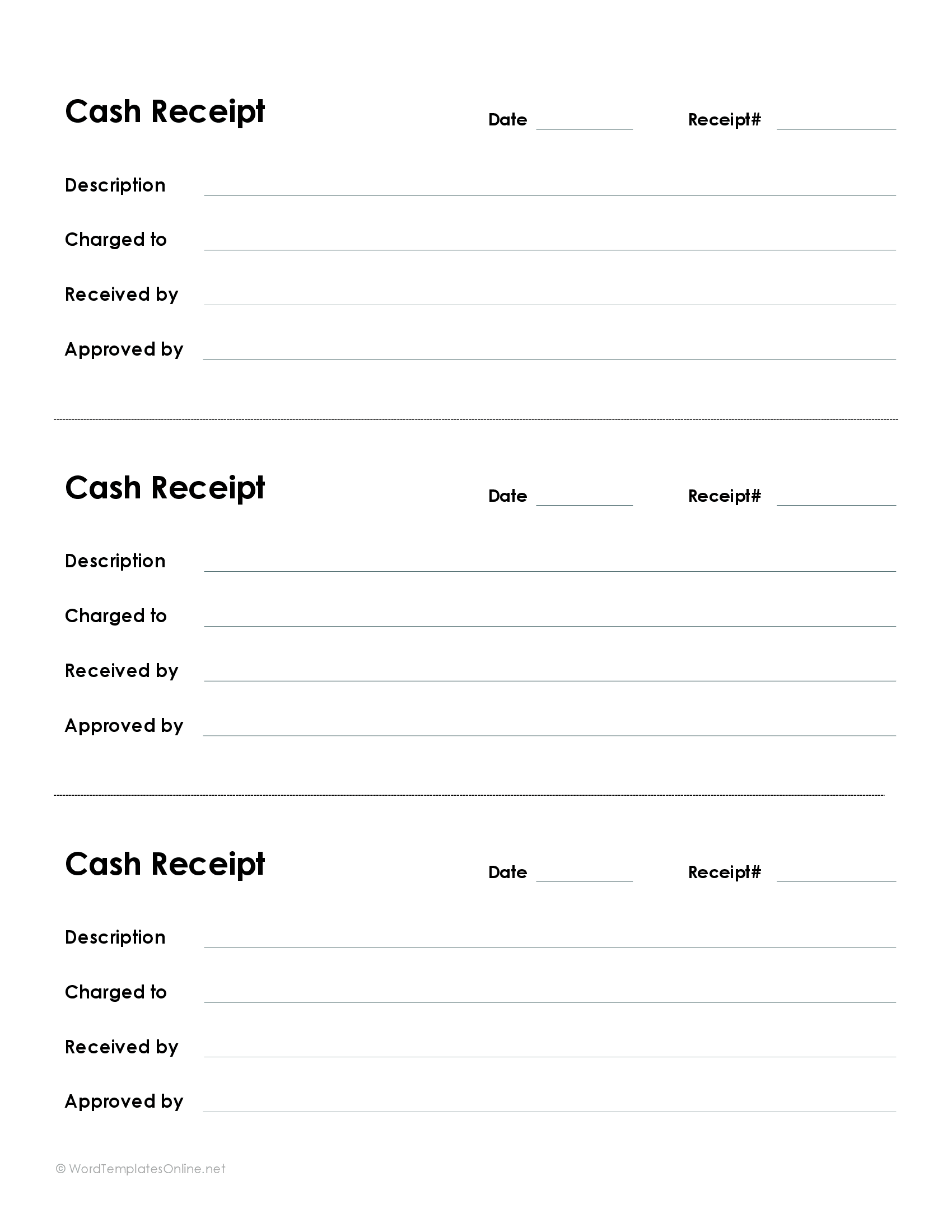 Customizable cash receipt template - Word