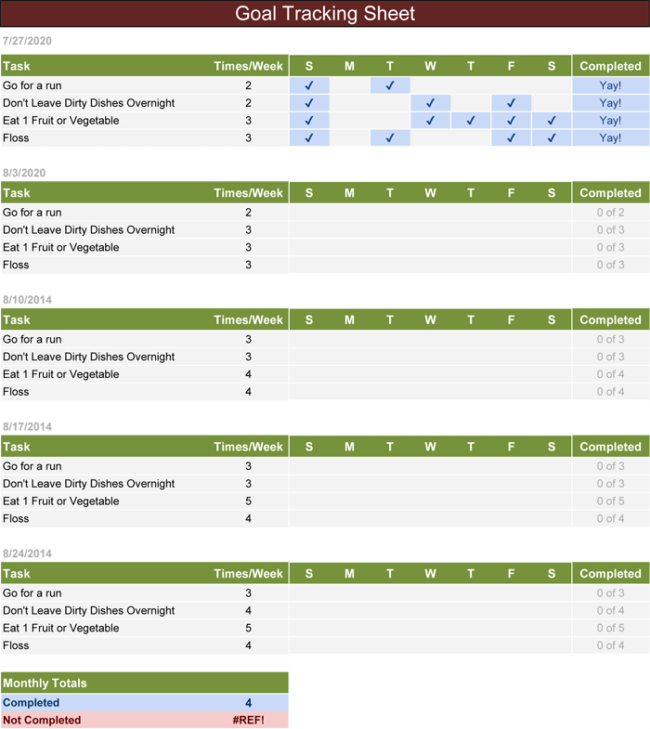 Excel Goal Tracking Chart