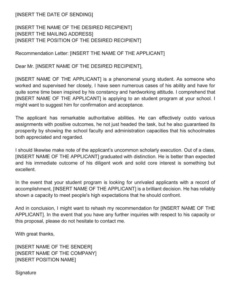 Graduate School Recommendation Letter (Sample Letters and ...