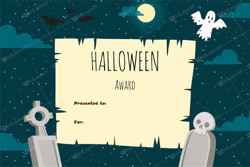 Free Printable Halloween Award Certificate Template 02 as Word Format