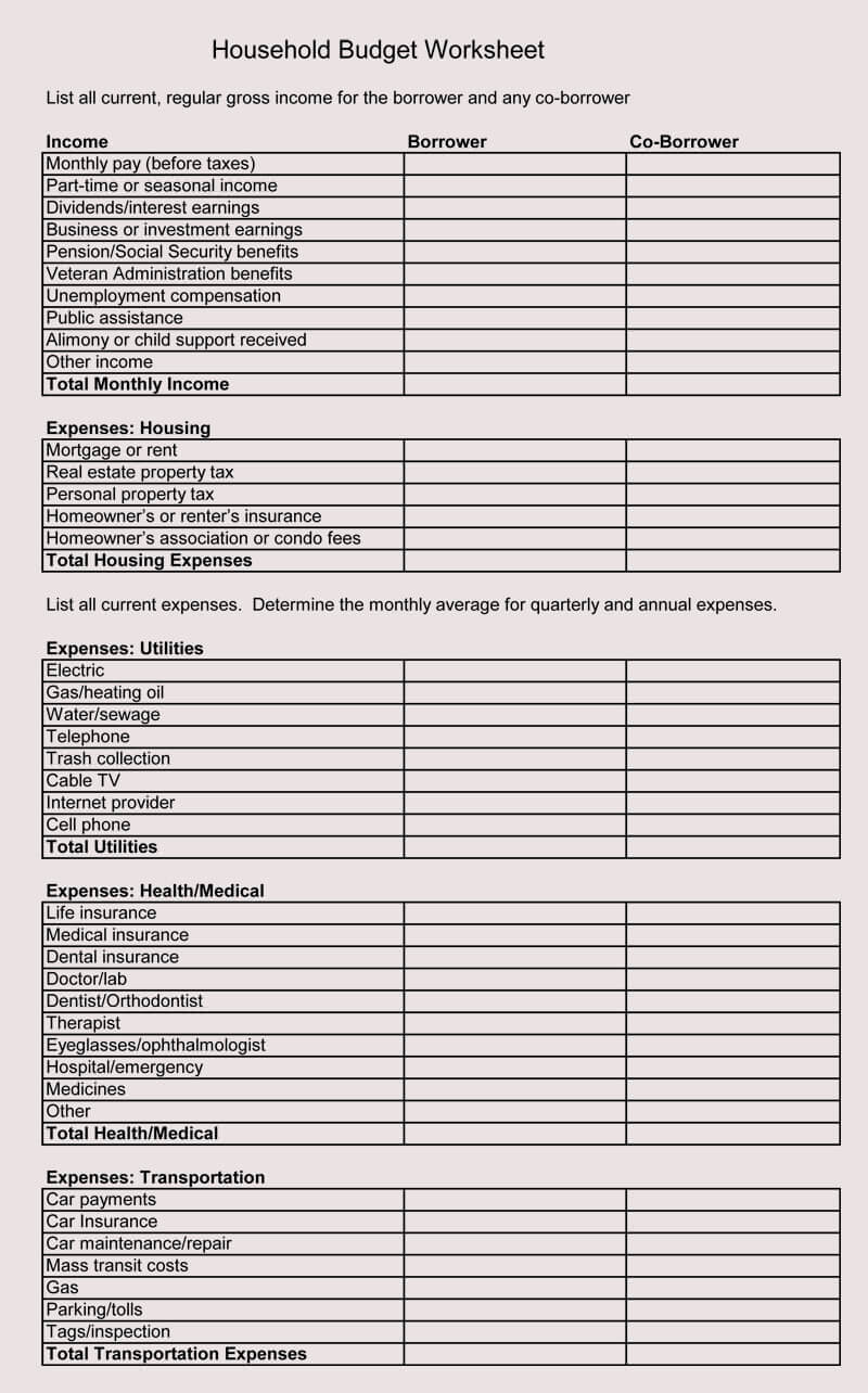 8+ Free Family Budget Worksheet Templates (for Excel)