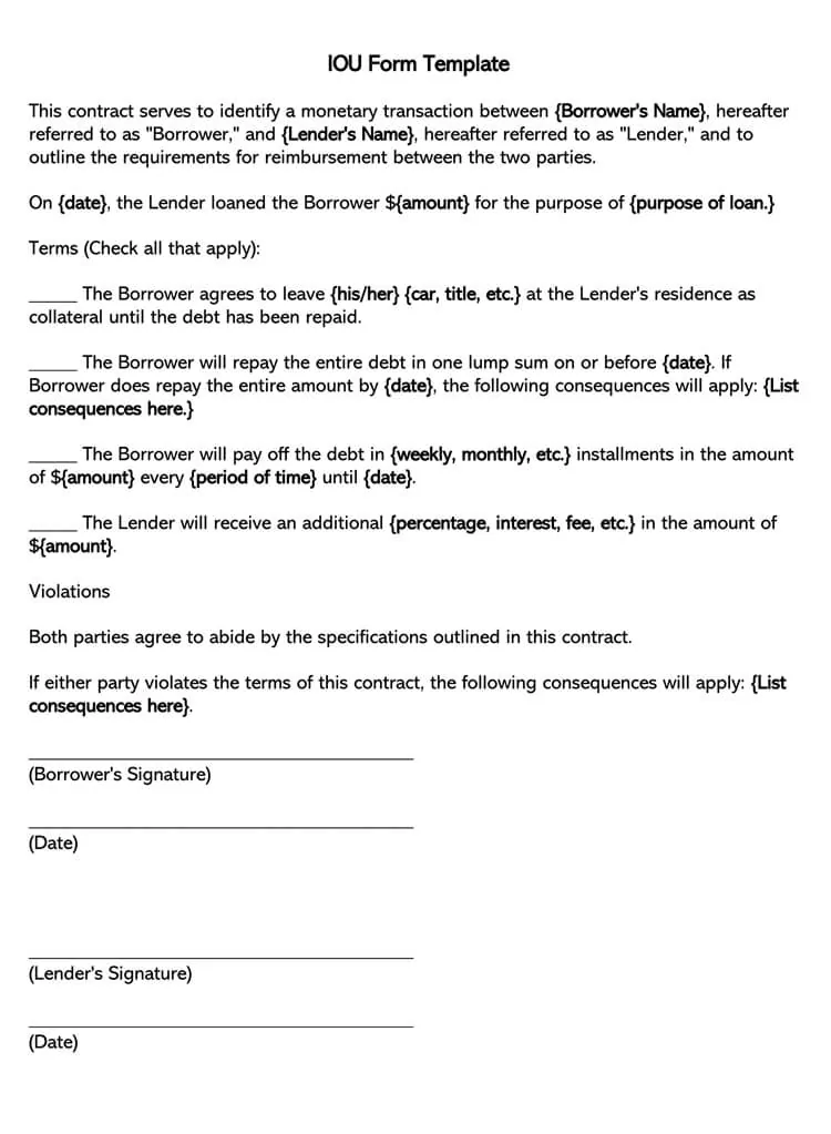 35+ Free IOU (I Owe You) & Debt Acknowledgment Forms (Word, PDF)