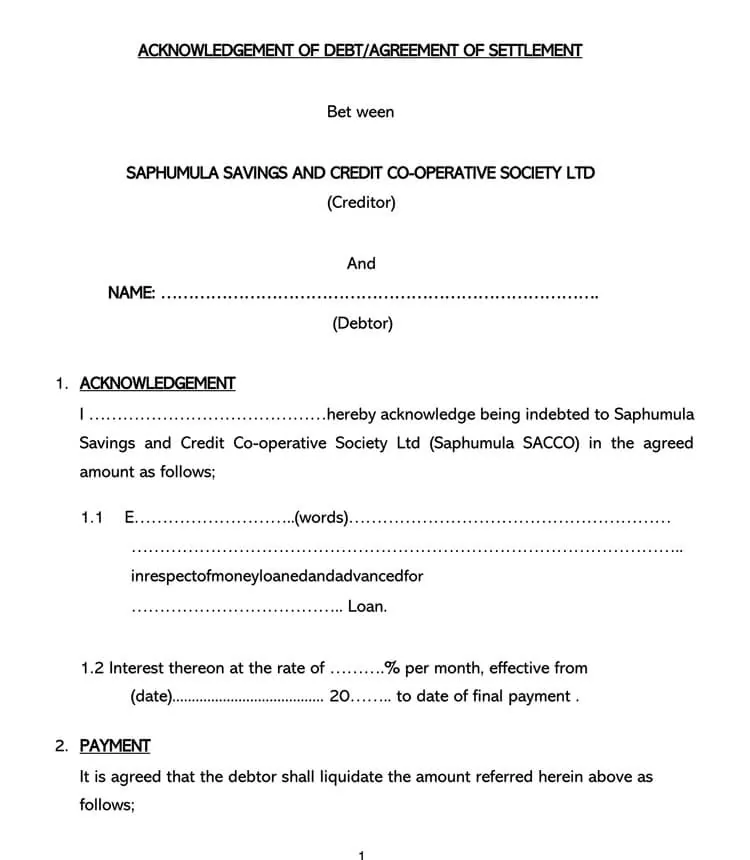 35+ Free IOU (I Owe You) & Debt Acknowledgment Forms (Word, PDF)