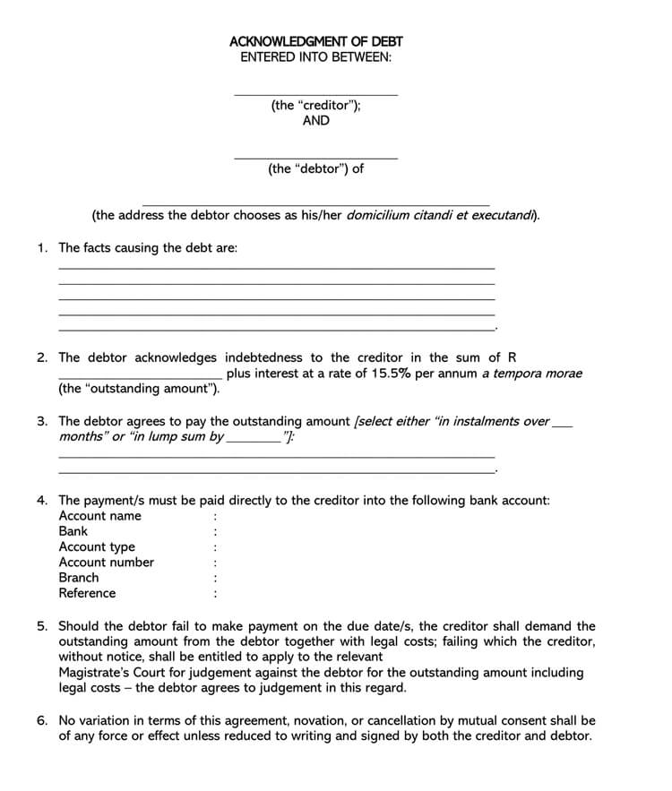 IOU form template for debt repayment 15