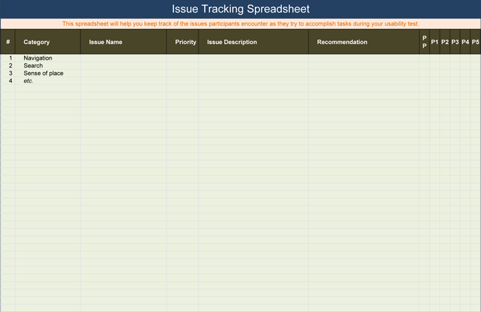 Issue Tracking Template for Excel
