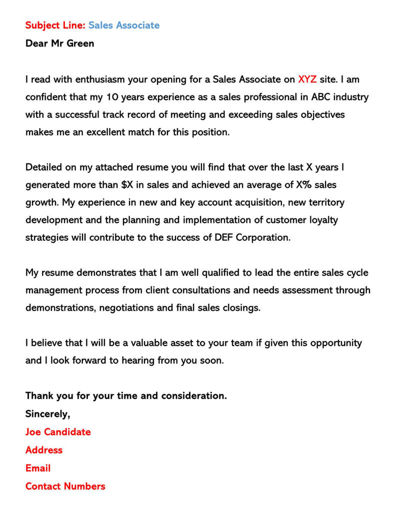 Free Job Application Cover Letter Email Template