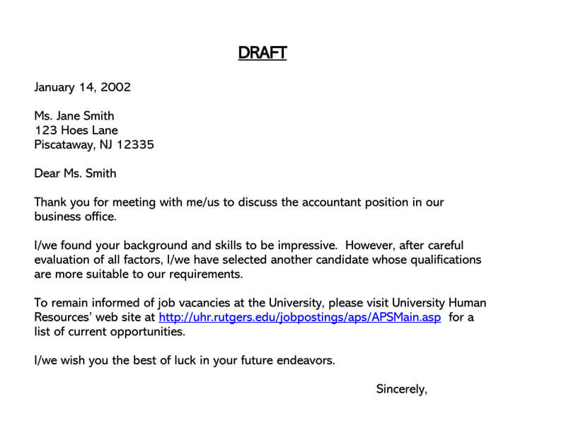 Rejection Letter For Job from www.wordtemplatesonline.net