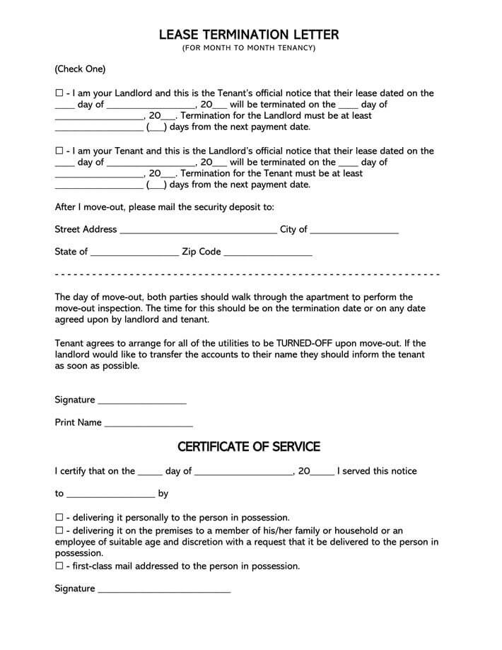 Lease Termination Letter Form