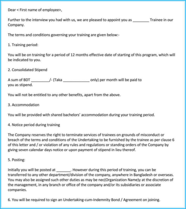 Trainee Appointment Letter (How to Write) with Examples
