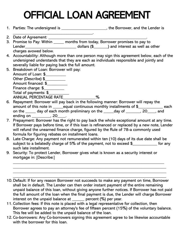 Loan Agreement Template Free