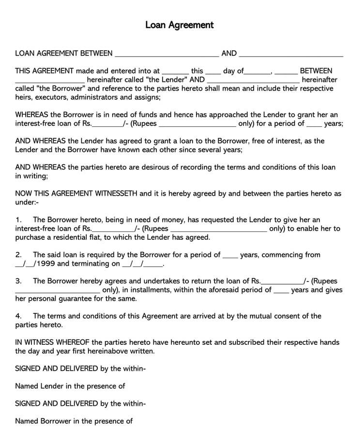 Free Loan Agreement Template Word