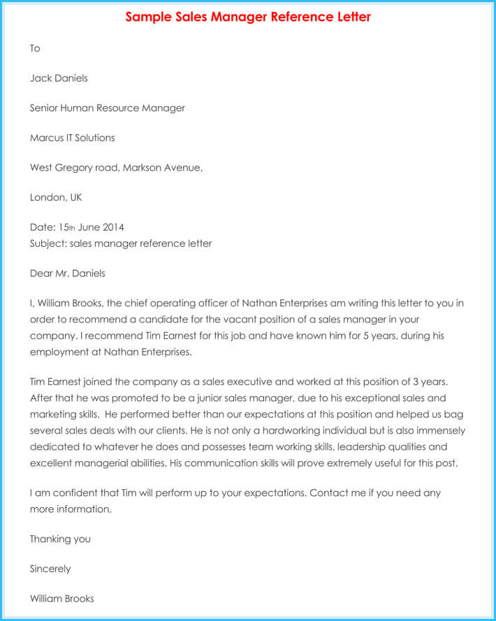 Former Employee Sample Recommendation Letter For Employee From Manager