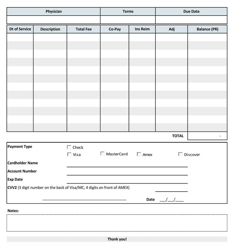 Printable Medical Receipt Template