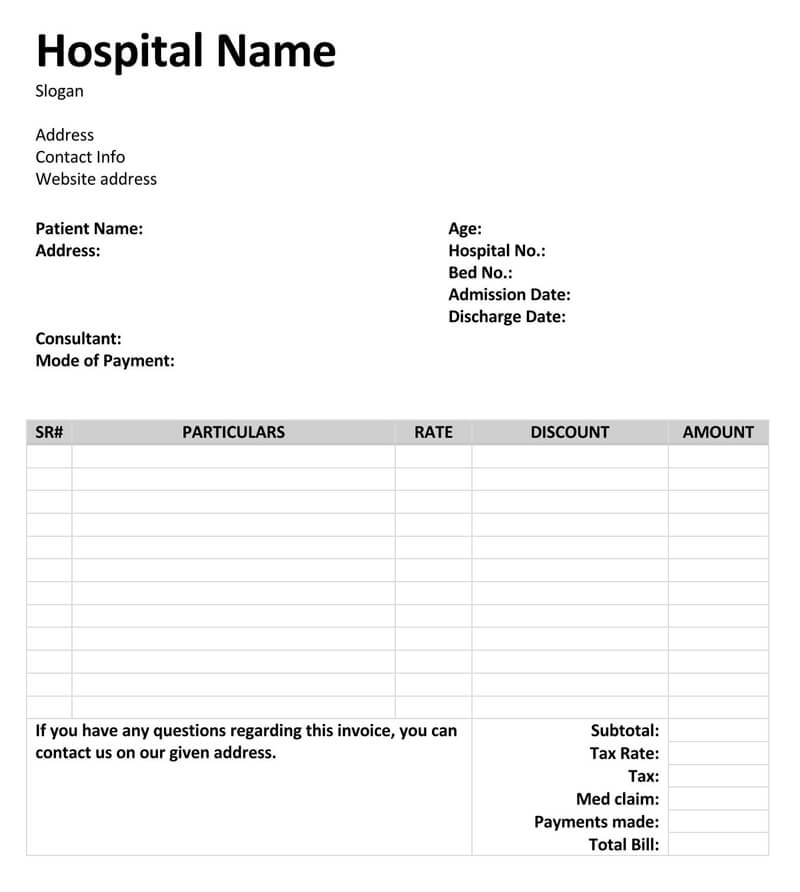 13+ Free Medical Receipt (Bill) Templates (Word PDF)