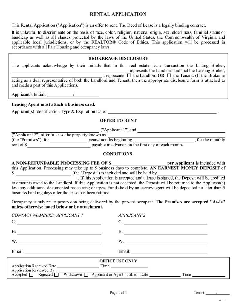 Missouri Rental Application Form