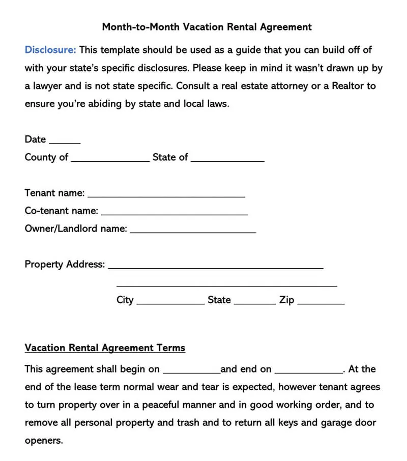 month to month rental agreement free templates state laws