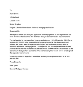 Loan Application Rejection Letter (15+ Samples)