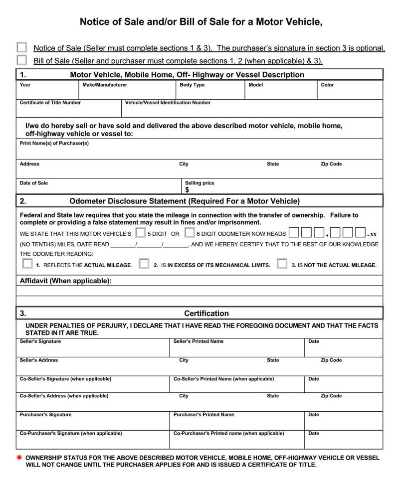 Free Motorcycle Bill of Sale Form in Word 08