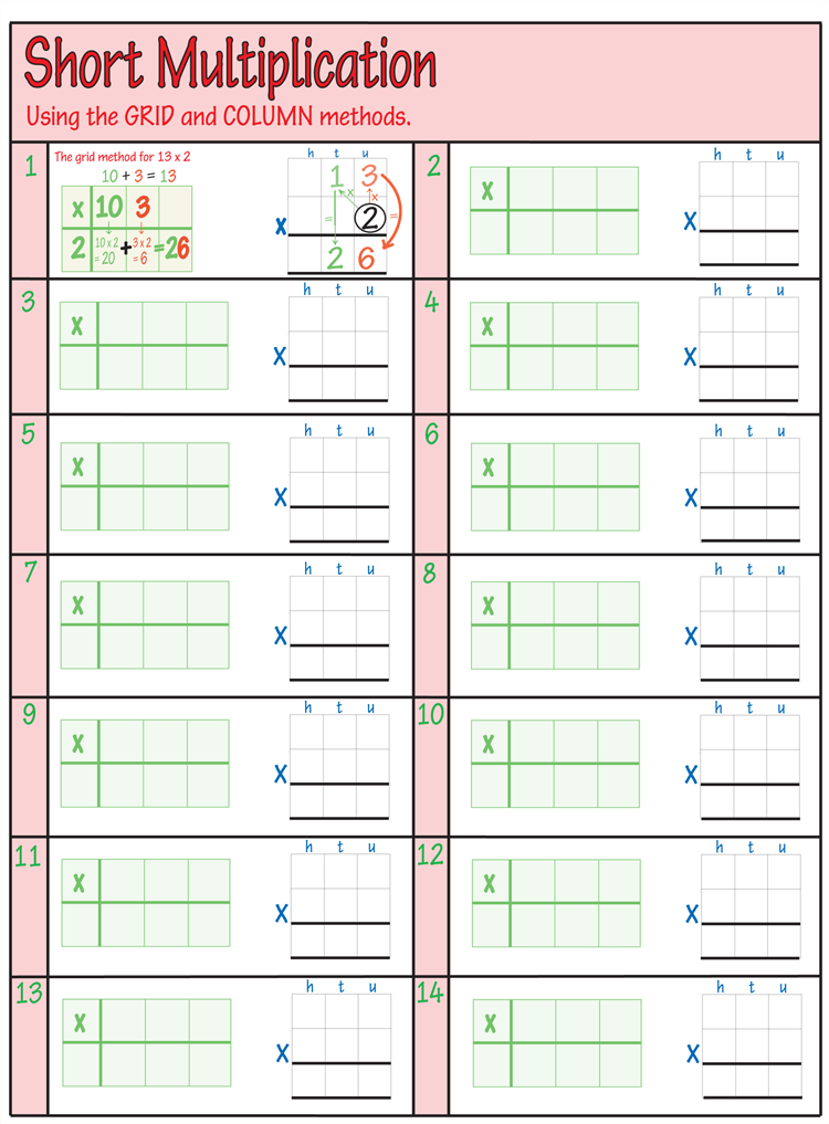 Sample of Short Multiplication Sheet