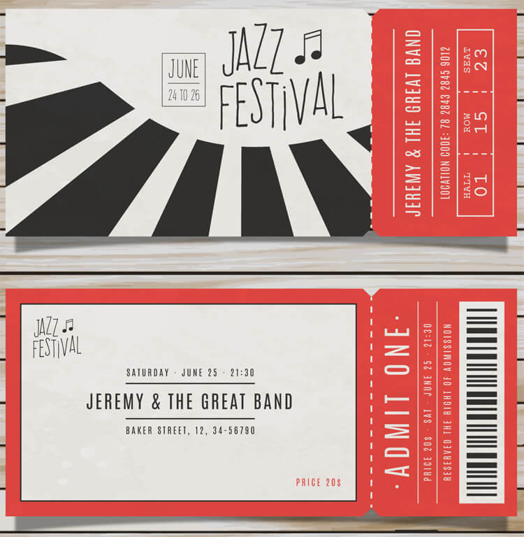 Music Festival Event Ticket Template FREE