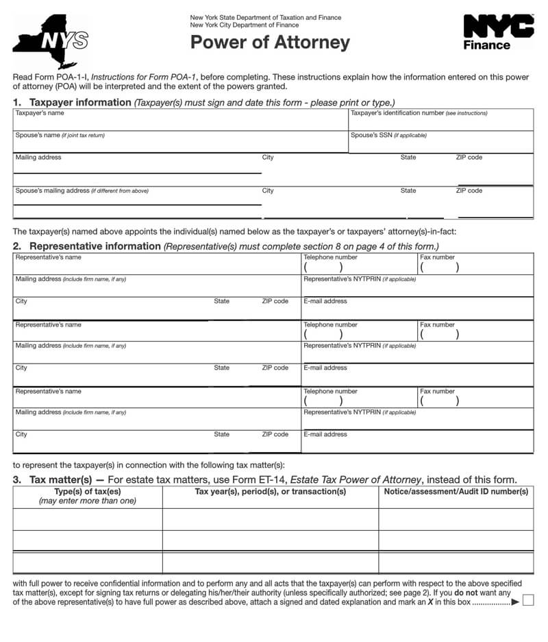 New York State Tax POA (Form poa1)