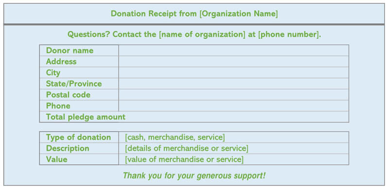 Printable Non Profit Donation Receipt Sample
