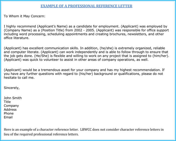 Letter from employer for work license