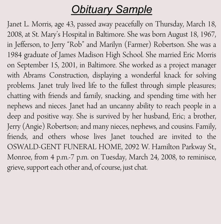 sample obituary for dad