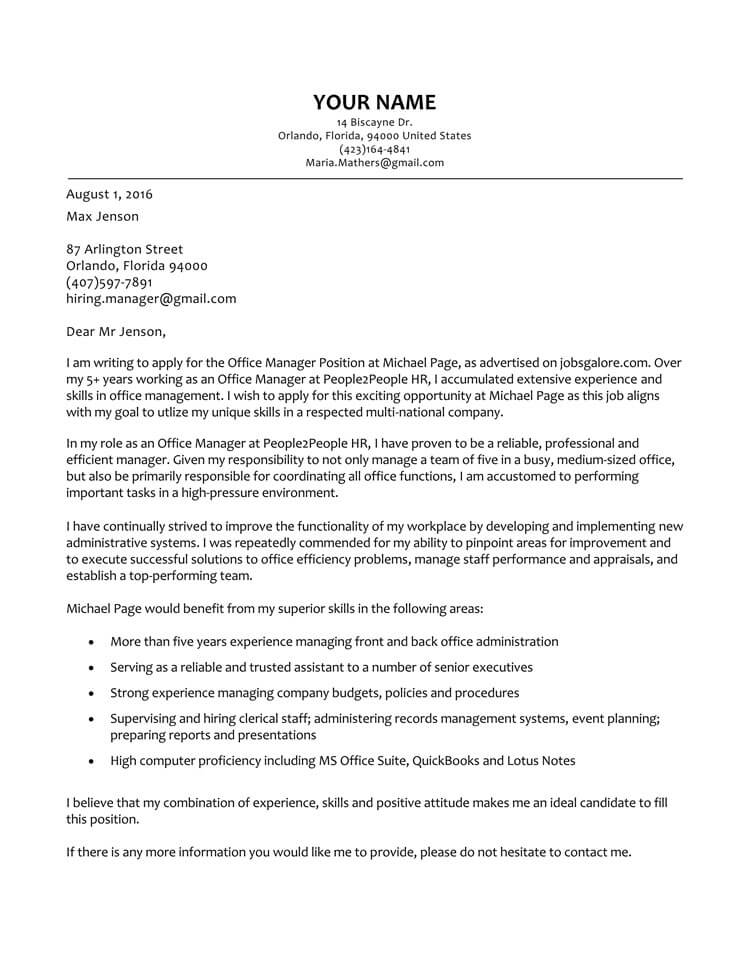 Office Cover Letter Template from www.wordtemplatesonline.net