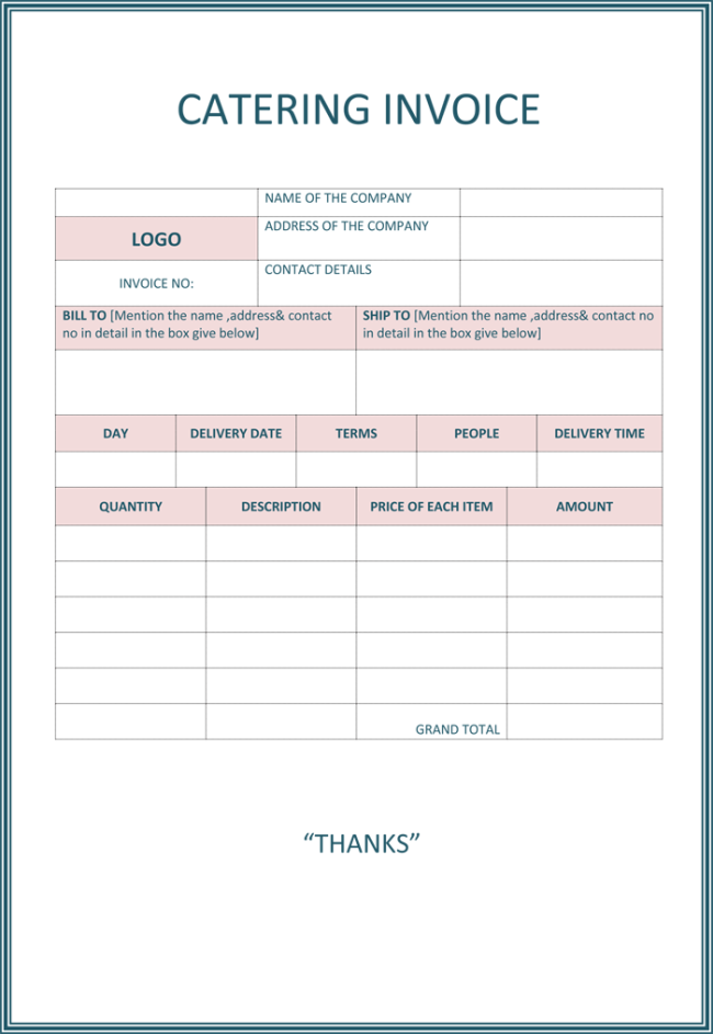 Outdoor Catering Invoice Template