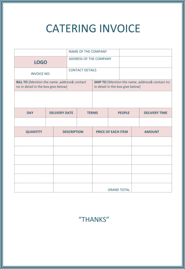 9+ Best Catering Invoice Templates for Decor Business