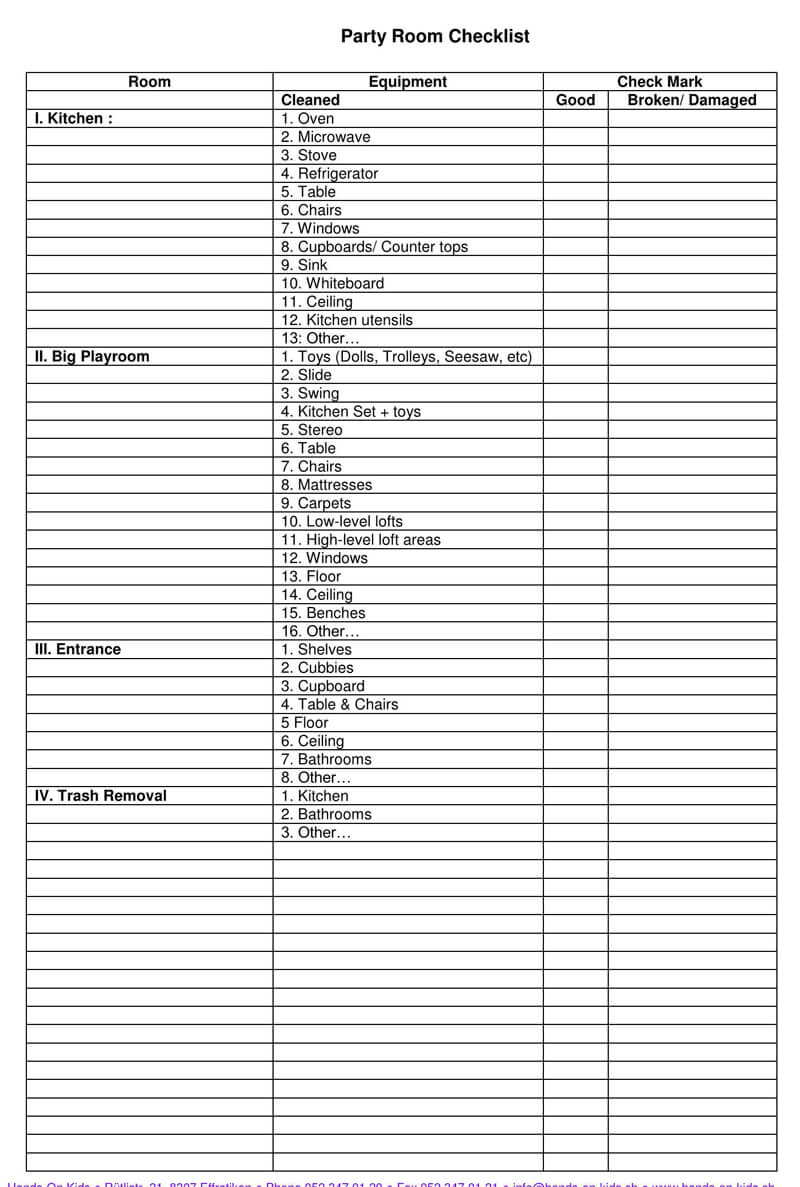 Free Party Room Rental Agreement Template