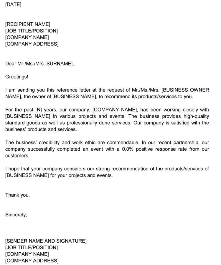 personal recommendation letter examples