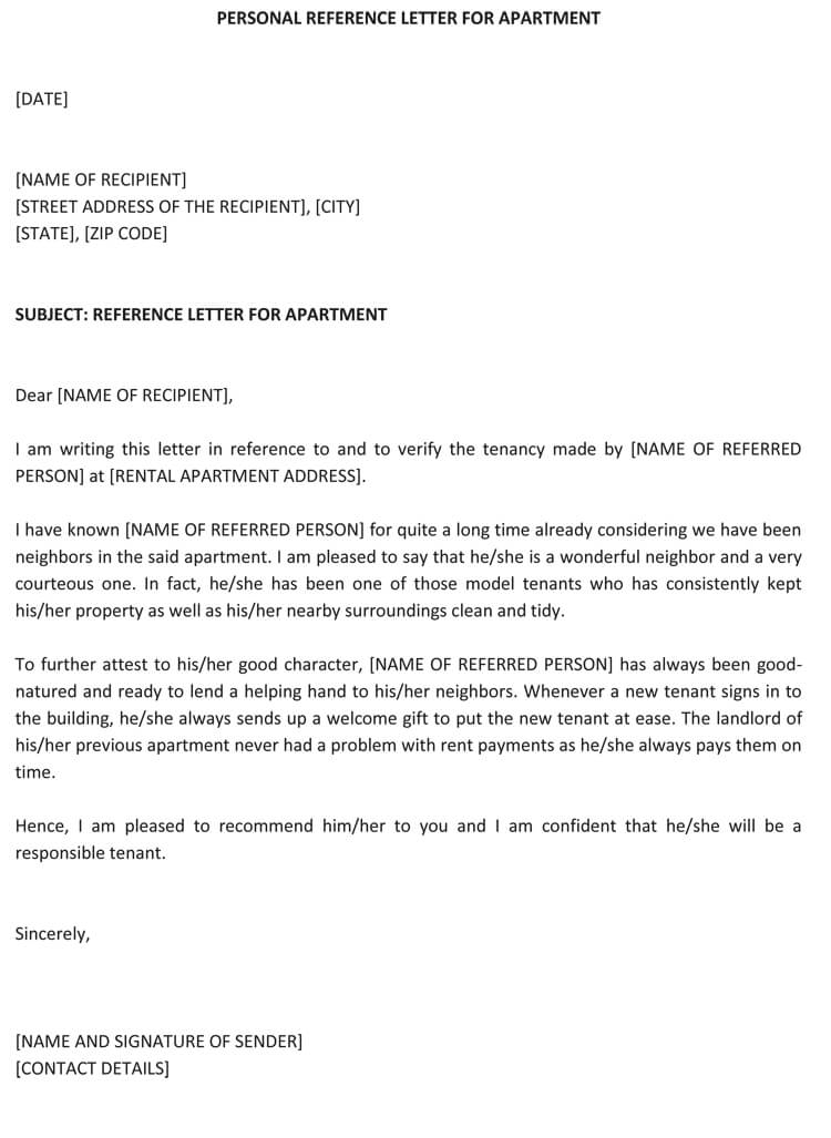 Personal Character Reference Letter Template