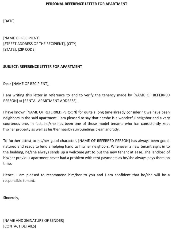 Personal References Letter Examples from www.wordtemplatesonline.net