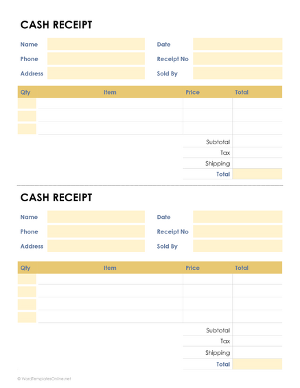 21 Free Cash Receipt Templates (Word, Excel and PDF)