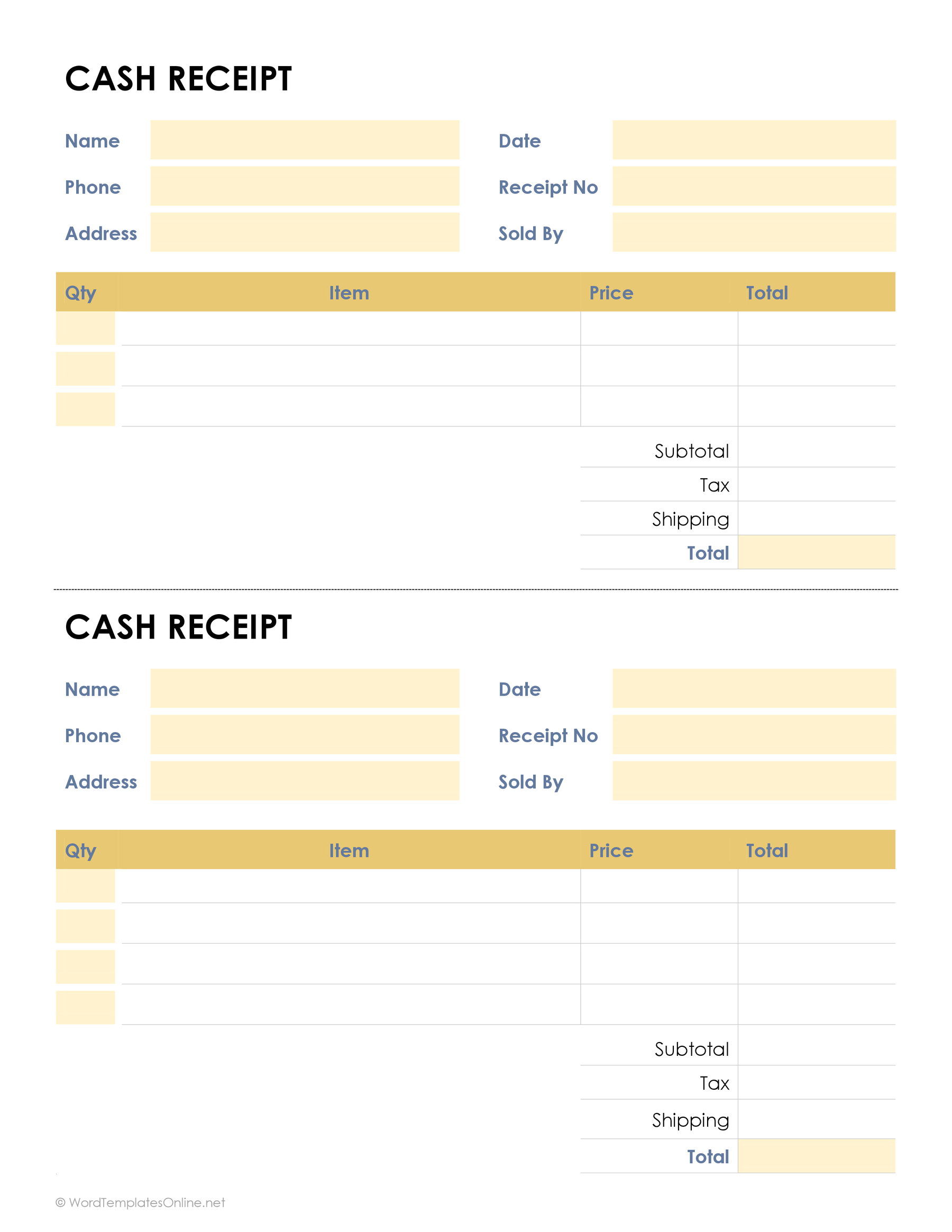 21 Free Cash Receipt Templates (Word, Excel and PDF)