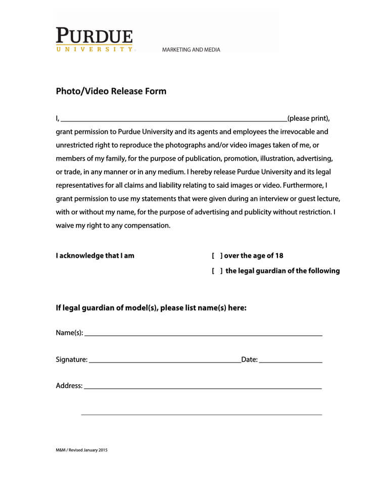 Free Photo Video Release Form