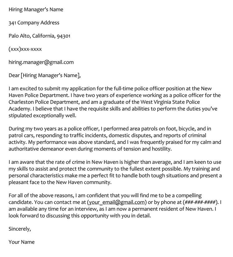 Downloadable cover letter Template for Officer
